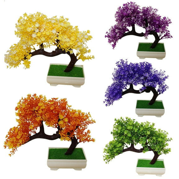 Ludlz 1Pc Potted Artificial Plant Mini Tree Bonsai DIY Garden Wedding Home Party Decor