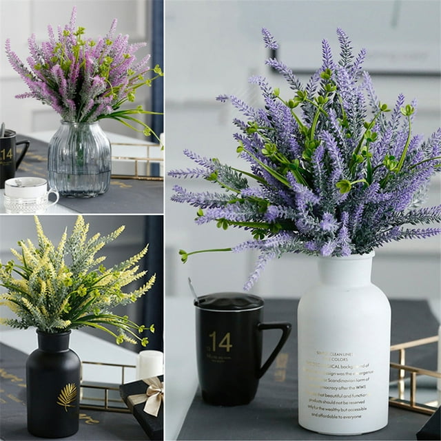 Ludlz 1Pcs Artificial Lavender Outdoor Plants UV Resistant Fake Flowers