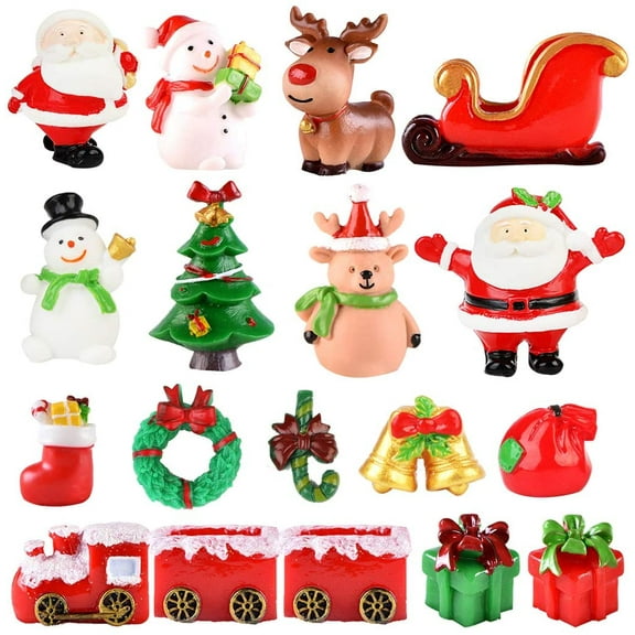Ludlz 1pcs Christmas Miniature Figurines Mini Santa Clause Ornament Xmas Micro Landscape Christmas Tree Snowman Reindeer Gift for DIY Fairy Garden