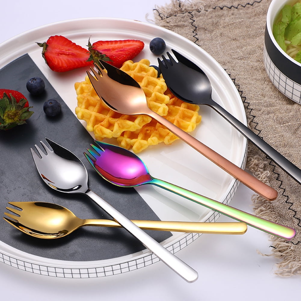Ludlz 2 in 1 Multifunction Spork Spoon Fork Noodle Fruit Salad
