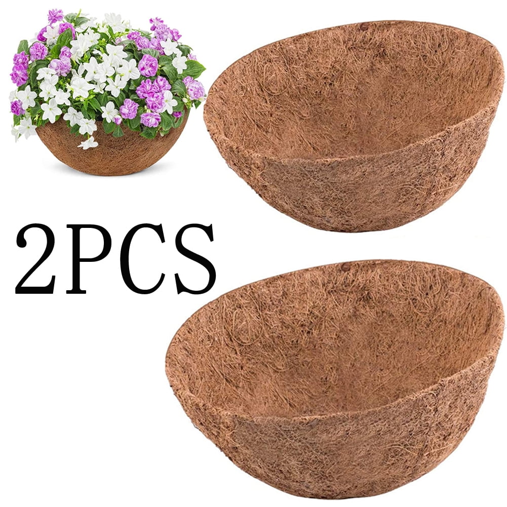 Ludlz 2 Pack Hanging Basket Coco Liners Replacement, 100 Natural Round
