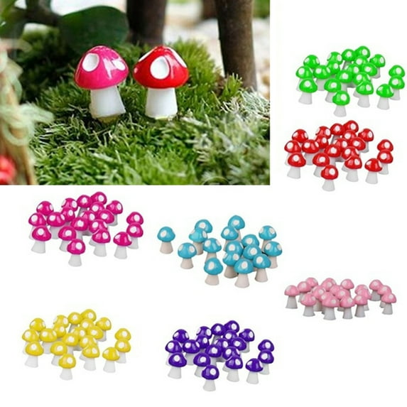 Ludlz 20Pcs Mini Mushrooms for Fairy Garden Mushrooms Miniature Figurines Colorful Miniature Garden Ornaments Fairy Garden Accessories for Micro Landscape, Plant Pots, Bonsai Craft Decor