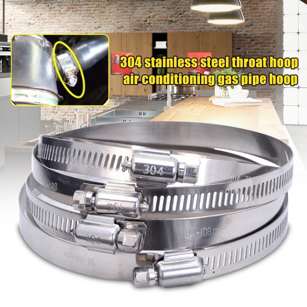 Ludlz 21254mm Hose Clamp, Stainless Steel Adjustable Range Worm Gear