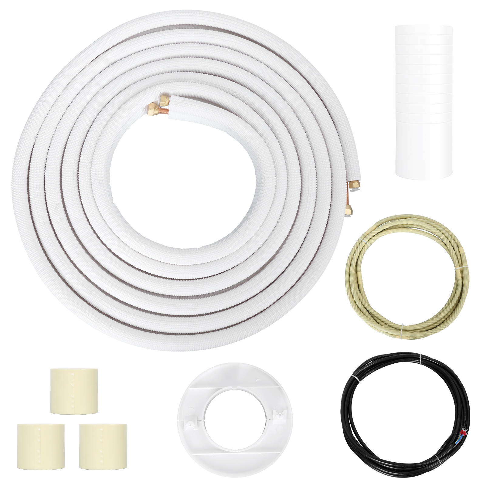 Ludlz 25FT Mini Split Air Conditioner Copper Line Set – 1/4” & 1/2” OD Insulated HVAC Pipe with Flared Nuts, for Heat Pump Systems & AC Units (Fixed Frequency 1.5-2 Ton)