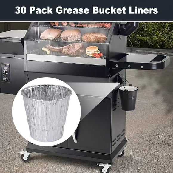 Ludlz 25Pcs Disposable Grease Bucket Liner Heat Resistant BBQ Tin Foil Grease Drip Tray Replacement Kit Outdoor Barbecue Grill Accessories
