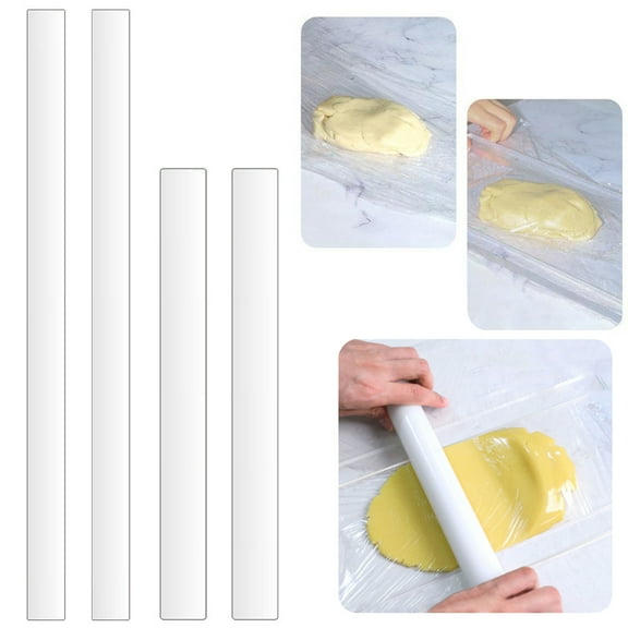 Ludlz 2Pcs Rolling Pin Guide Reusable Food Grade Heat Resistant Acrylic Measuring Dough Balance Thickness Ruler Home Supply