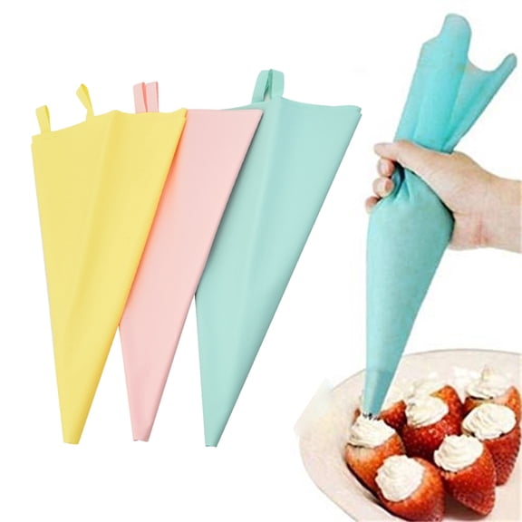 Ludlz 2Pcs Silicone Icing Piping Pastry Bags Smooth Interior Easy Squeeze Reusable Cream Bag Cupcake Decorating Baking Tools