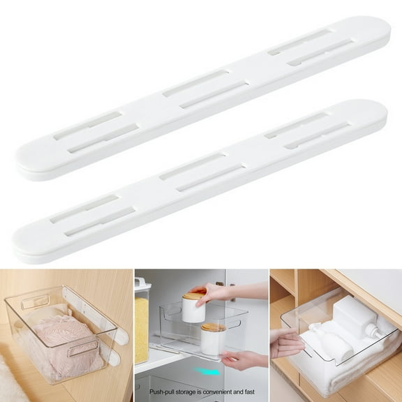 Ludlz 2Pcs Storage Mounting Rail Punch-Free Easy Installation Storage Bin Slide Rail Hardware Kitchen Supplies