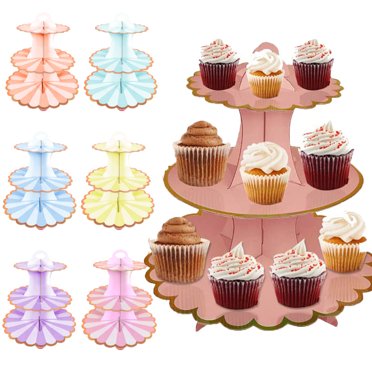Efavormart 3-Tier Gold Cardboard Cupcake Stand - 14" Tall Dessert Display For Parties