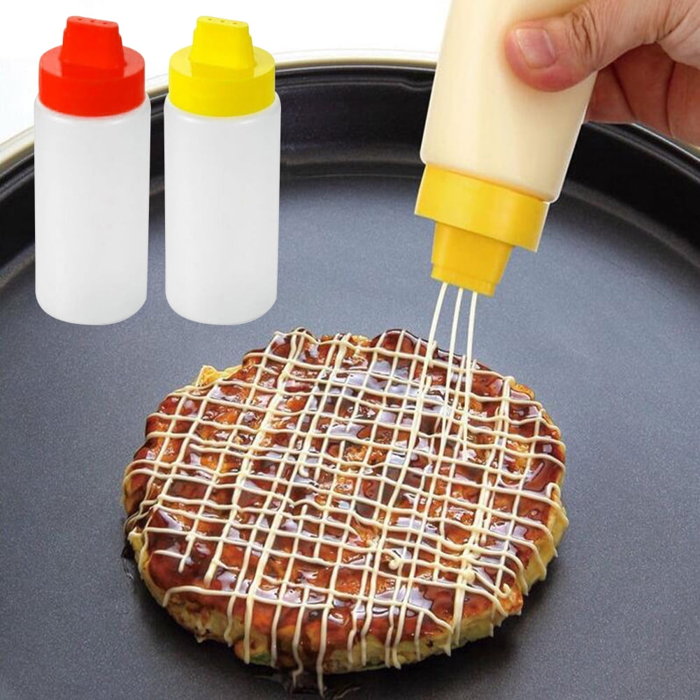 Ludlz 300ml 4hole Condiment Squeeze Bottle Sauce Squeeze Squirt Bottle