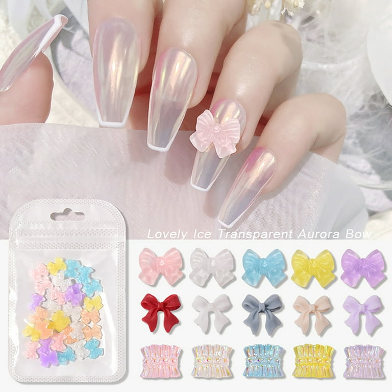 8Pcs 3D Fly Moving Butterfly Nail Art Decorations- Crystal Butterfly Shaped  Aurora Rhinestones in 8 Styles Nail Glitter Jelly Ornaments Nails Art