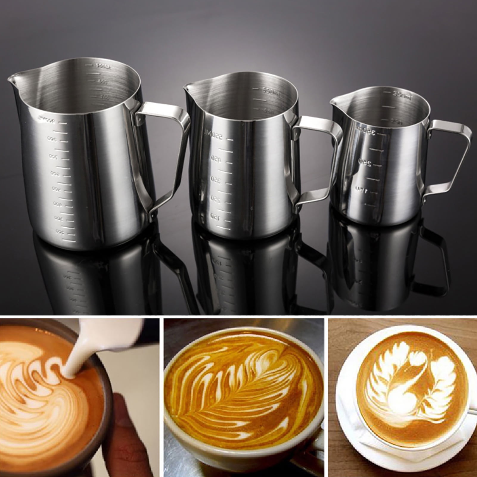 Ludlz 350/600/1000ML Stainless Steel DIY Coffee Jug Milk Frothing Craft ...
