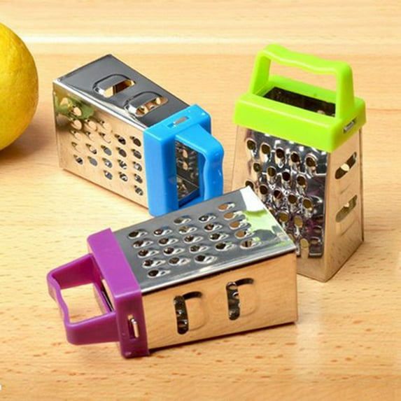 Ludlz 3PCS Professional Box Grater, Stainless Steel with 4 Sides, Best for Parmesan Cheese, Vegetables, Ginger, Mini 4 Sides Stainless Steel Vegetable Julienne Peeler Grater Kitchen Gadgets