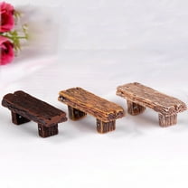Ludlz 3PCS Wooden Benches Miniature Ornaments Fairy Garden Bonsai Decorations Dollhouse Accessories Micro Landscape Romantic Craft Resin Double Stool Bench Garden Figurine Decor