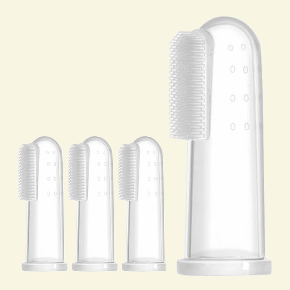 Ludlz 4PCS Baby Tongue Cleaner, Baby Toothbrush, 2Pcs Infant Toothbrush Clean Baby Mouth,Gauze Gum Cleaner Toothbrush Baby Oral Cleaning Stick Dental Care for 0-36 Month Baby