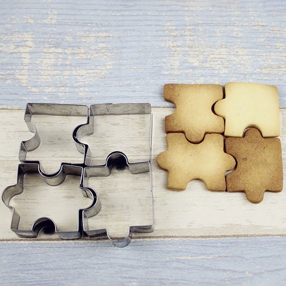 Ludlz 4Pcs/Set Puzzle Shape Stainless Steel Biscuit Mold Cookie Cake DIY Mould Cutter