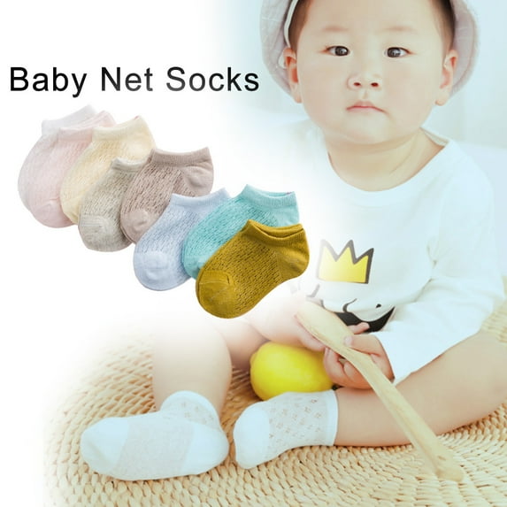 Ludlz 5 Pairs Baby Toddler Little Kids No Show Socks - Thin Mesh Cotton Athletic Socks for Boys Girls Solid Color Infant Baby Girl Boy Soft Breathable Mesh Ankle Floor Socks