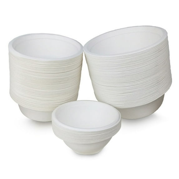 Ludlz 50Pcs Biodegradable Disposable Bowl Environmental Kitchen Hot Cold Use Container