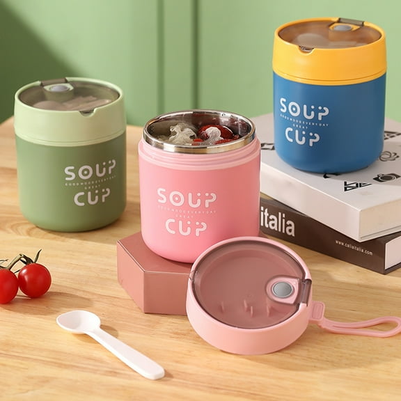 Ludlz 530ml Insulated Soup Cup Thermal Insulation Large Capacity Stainless Steel Vacuum Flask Water Milk Soup Cup Daily Life