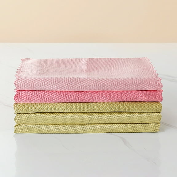 Ludlz 5Pcs Cleaning Dust Cloth Wiping Rag Water Absorbent Dish Washing Towel Tableware Microfiber Cleaning Cloths Softer Highly Absorbent for House, Kitchen, Car, Window Gifts