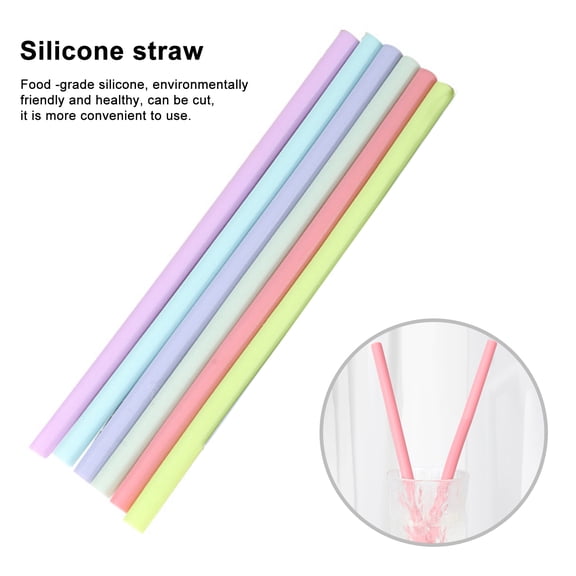 Ludlz 5Pcs Drinking Straw Hardened Tip Cuttable Bendable Bite-resistant Drinking Pearl Milk Tea Bent Straight Straw Daily Use