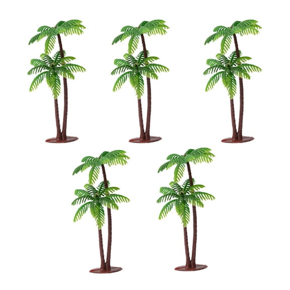 Ludlz 5Pcs Model Trees Mini Layout Rainforest Plastic Train Palm Tree Diorama Scenery Mini Coconut Palm Tree Model Plant DIY Landscape Bonsai Dollhouse Decor