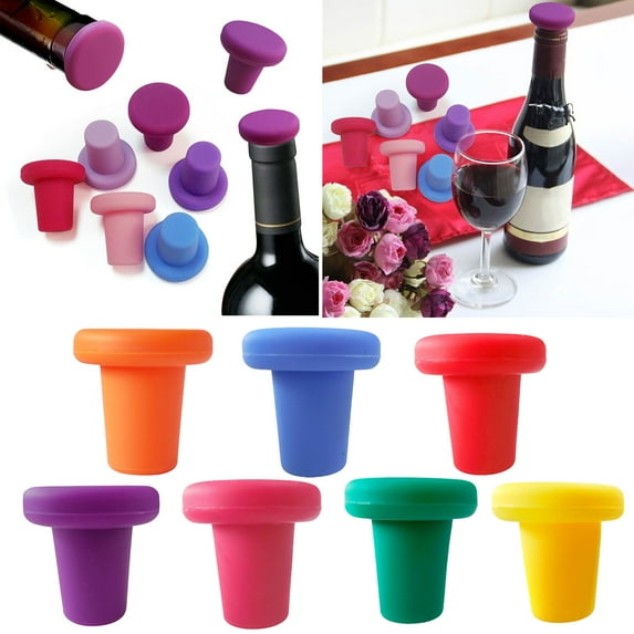 Ludlz 5Pcs Wine Stopper Good Sealing High Toughness Dust-proof Leak-proof Easy to Open Fresh-keeping Tight Fit Food Grade Bottle Stopper Bar Supply