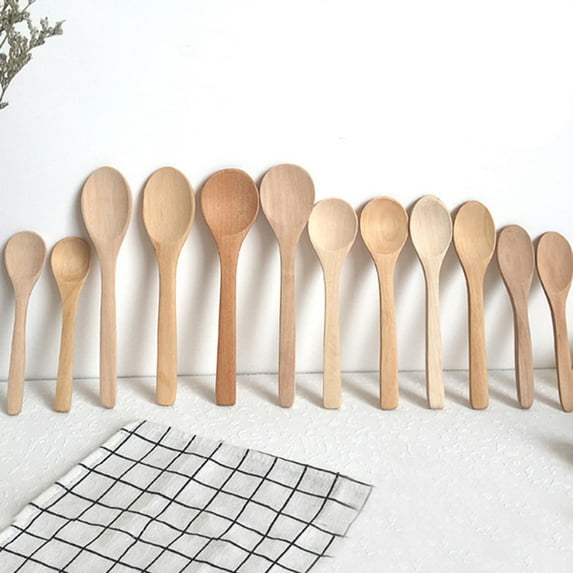 Ludlz 5Pcs Wooden Handmade Long Handle Eating Cooking Soup Spoons Kitchen Utensil