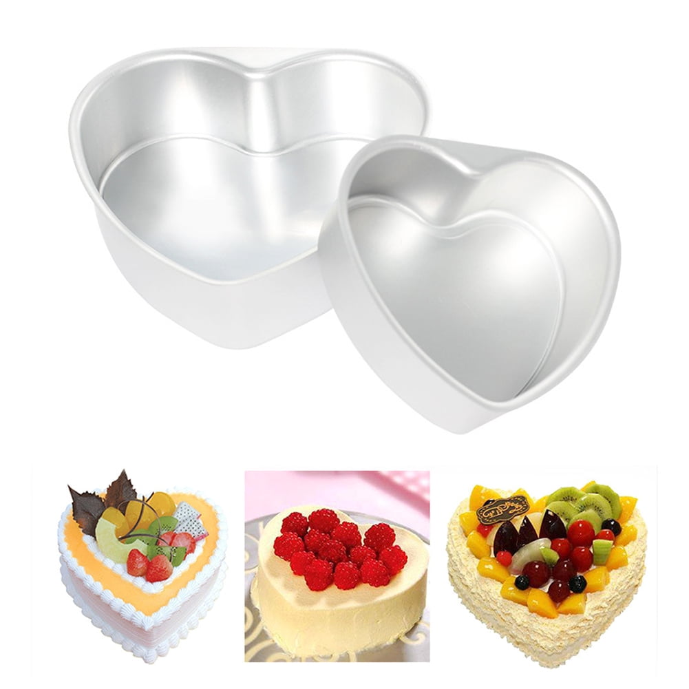 Ludlz 6/8/10 Inch Aluminum Heart Shaped Cake Pan Set DIY Baking Mold Tool  with Removable Bottom