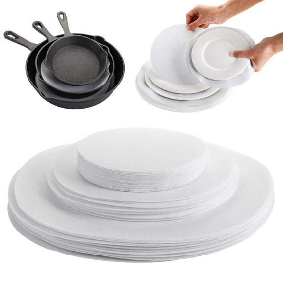 Ludlz 60Pcs Set Felt Plate Dividers 3 Sizes Thick Round Stackable Cookware Pan China Dish Separators Pads Mats Protectors Kitchen Supplies