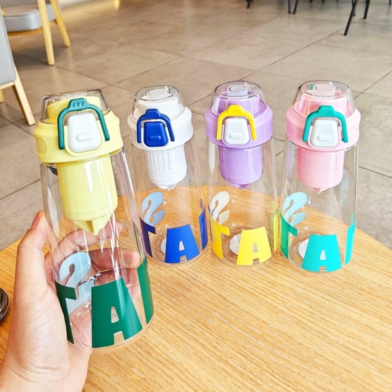 Ludlz 620ML Cute Appearance Water Bottle with Folding Handle Built-in Detachable Tea Compartment Filter Tea Cup Drinkware