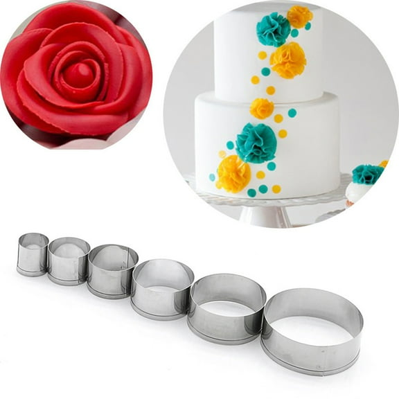 Ludlz 6Pcs/Set Biscuit Cutters Set, Sturdy Stainless Steel Circle Round Cookie Cutters in Graduated Sizes Shape Molds for Pastries Doughs Doughnuts Cookie Cake Decorative Cutter