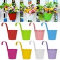 thumbnail image 1 of Ludlz 7 Inch Large Metal Iron Hanging Flower Pots, Fence Hanging Planters, Balcony Railing Planters with Detachable Hook, Multicolor Hanging Bucket for Indoor/Outdoor Decoration, 1 of 8