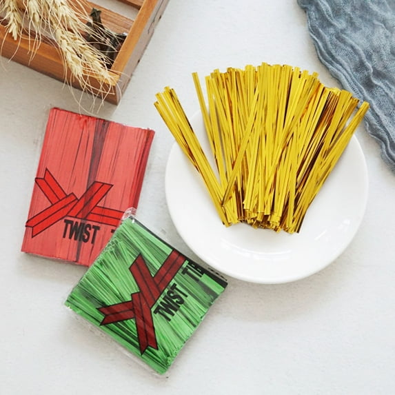 Ludlz 760Pcs Baking Bag Twist Ties Packing Rope Dessert Storage Pouch Packaging Strap Flat Cello Cellophane Treat Bags Good for Bakery, Cookies, Candies