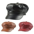 thumbnail image 1 of Ludlz 8 Panels Newsboy Caps for Women, PU Leather Cabbie Painter Hat Gatsby Ivy Beret Cap, 1 of 2