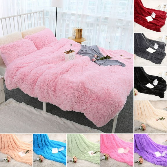 Ludlz 80x120cm Soft Fluffy Shaggy Warm Bed Sofa Bedspread Bedding Sheet Throw Blanket