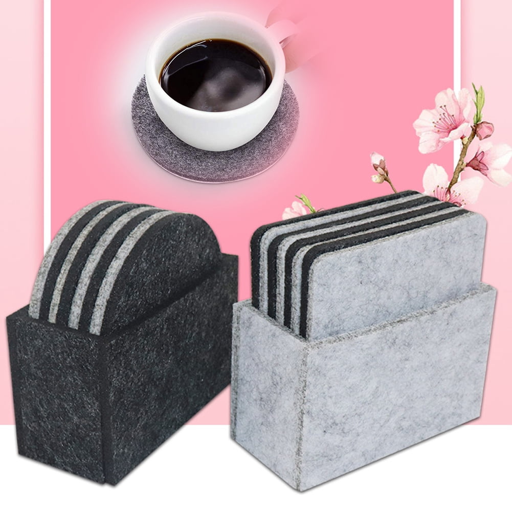 Ludlz 8Pcs Felt Absorbent Coasters for Drinks Suit any Table Type, Wood ...