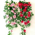 thumbnail image 1 of Ludlz 8ft Artificial Rose Garland Flower Leaf Vine Home Wedding Garden Party Decor, 1 of 7