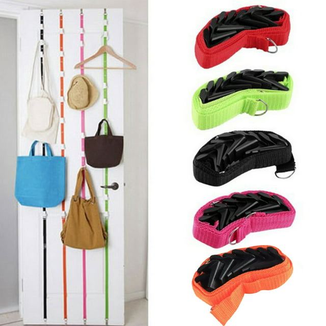 Ludlz Adjustable Hanging Hook Rack Rope Door Hanger Clothes Bag Hat Storage String Wall Mounted Coat Rack锛孌oor Clothes Hanger for Living Room, Cloakroom, Bathroom