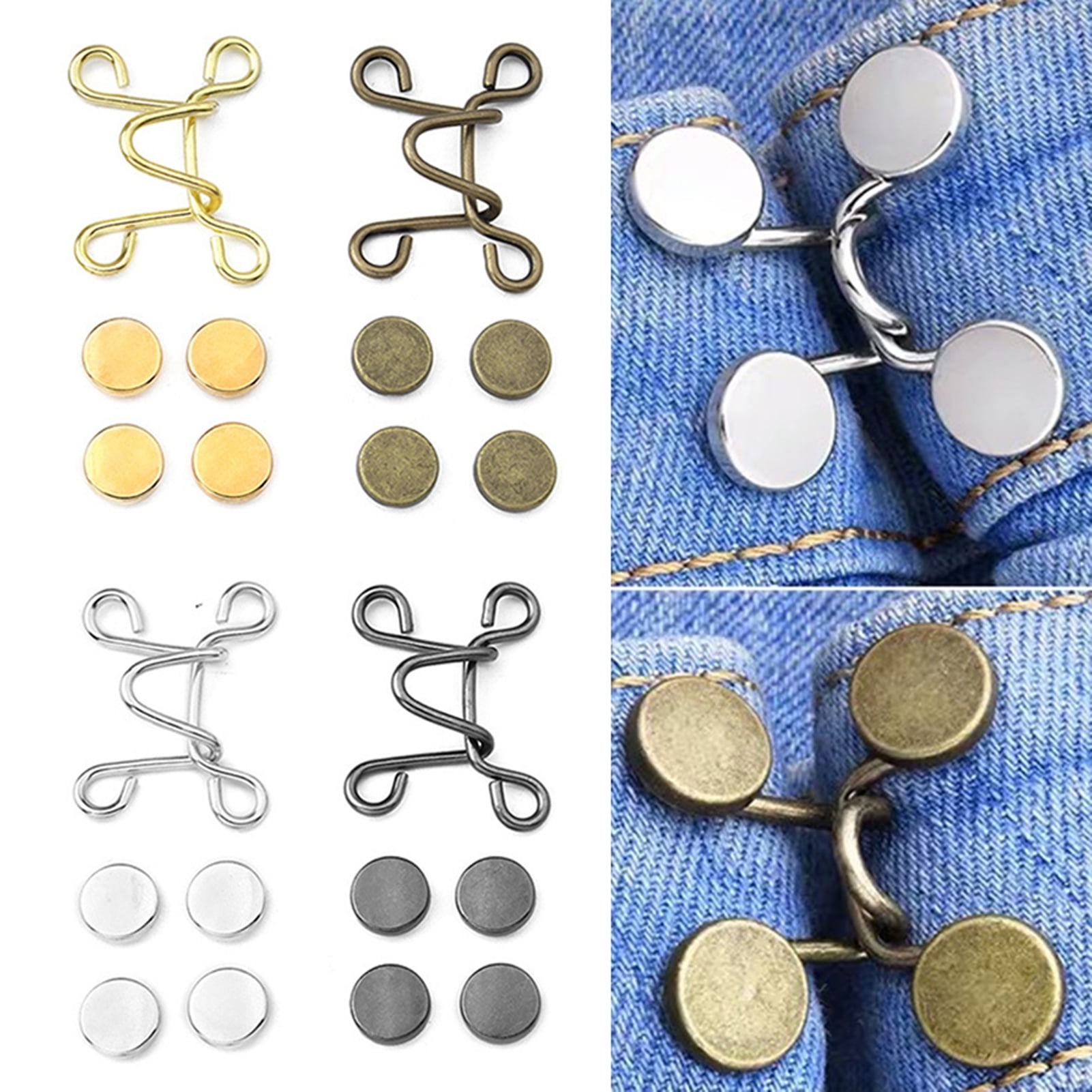 Ludlz Adjustable NailFree Waist Buckle for Jeans, No Sew Adjustable