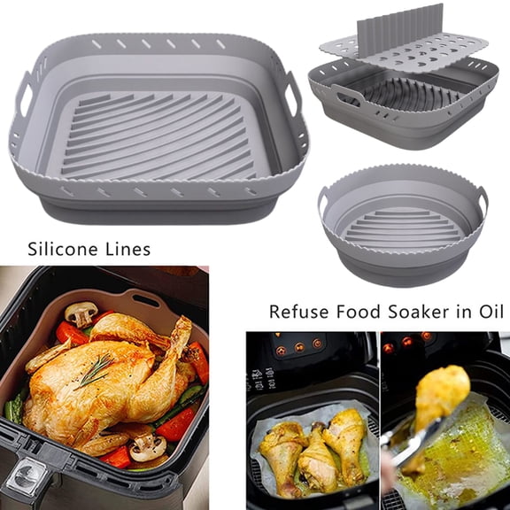 Ludlz Air Fryers Liners Non-stick Heat-resistant Oil-proof Baking Food Grade Basket Silicone Pan for Ninja DZ201