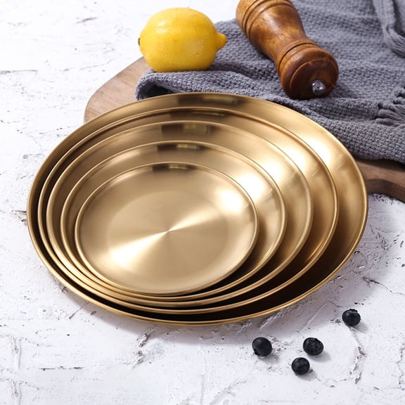Ludlz American Metalcraft Series Standard Weight Wide Rim Pizza Pan,14/17/20/23/26cm Round Dining Plate Tableware Meat Dessert Pizza Dish Fruit Tray