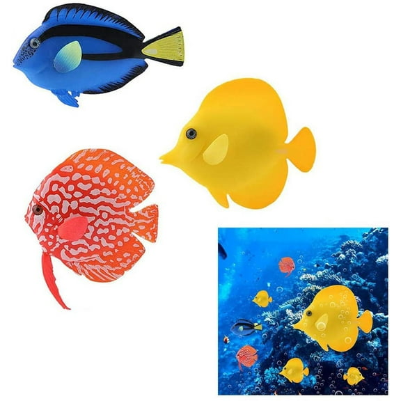 Ludlz Aquarium Artificial Fish Lifelike Plastic Fishes Ornament Decor Fish Fish Tank Floating Fake Fish Funny Luminous Silicone Fish