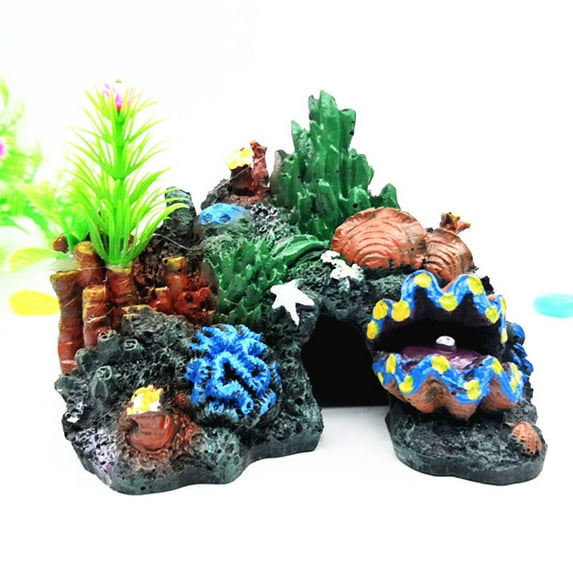 Ludlz Aquarium Coral Decoration Fish Tank Hiding Mountain Cave Betta Fish Hideaway Rock Coral Ornament