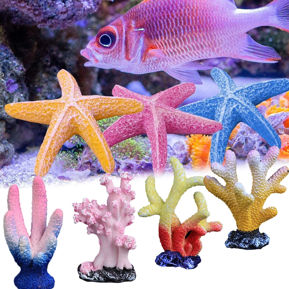 Ludlz Aquarium Ornaments Resin Coral Starfish Reef Aquarium
