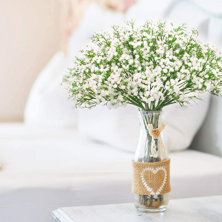Ludlz 5pcs Artificial Baby Breath Flowers Fake Gypsophila Bouquets Fake Real Touch Flowers for Wedding Decor DIY Home Party Ornamental Vase Bottle