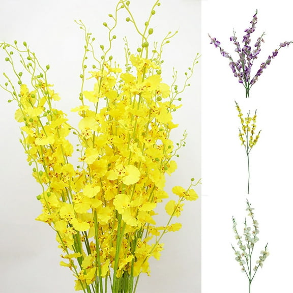 Ludlz Artificial Fake Orchid Flowers Branches, Real Touch Fake Silk Orchid Stems Flowers for Home Office Wedding Party Decoration DIY Party Home Wedding Holiday Craft Decor