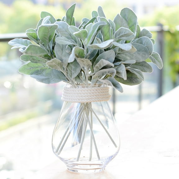 Ludlz Artificial Flocked Lambs Ear Spray Lambs Ear Stems Foliage Picks Artificial Greenery Plant for Home Wedding DIY Craft Floral Arrangement 1Pc Wedding Home Arrangement Wreath