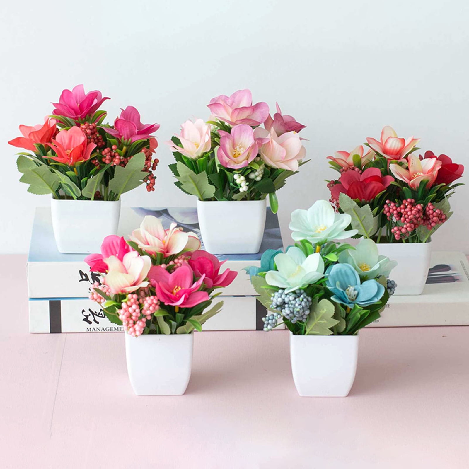 YZERTLH Artificial Flowers Roses Simulation Flowers Fake Flowers Simple  Indoor Home Furnishings Dining Table Tea Table Decoration Potted Flowers  Small