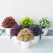 Ludlz Artificial Flowers Realistic Simulated Plastic Artificial Potted Flower for Home Decor ,Shrubs Greenery Bushes Bouquet to Brighten up Your Home Kitchen Garden Indoor Outdoor Decor